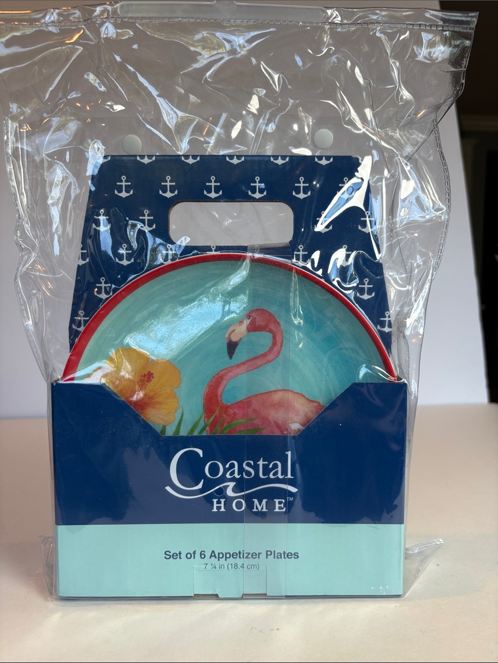 Coastal Home Bird Appetizer Plates Set of 6 Tropical Melamine Plates 7.25”